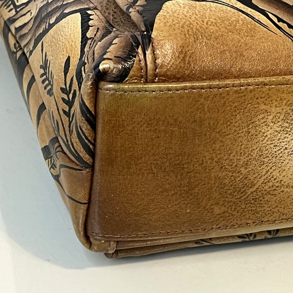 ANUSCHKA Leather Hand Painted Crossbody Bag Purse African Leopard Print - Picture 10 of 16